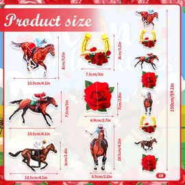 HOWAF 8pcs Kentucky Party Derby Paper Garland Horse Racing Hanging Banner Decoration Run for The Roses Hanging Garland for Derby Day Decoration Ky Derby Race Decor