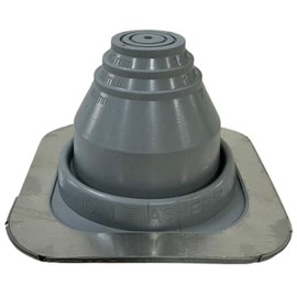 Flashers #1 Grey EPDM Square Base Flexible Roof Jack Pipe Boot Metal Roofing Pipe Flashing (Pipe OD 1/4" to 2") - 100% Made in The USA