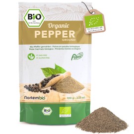 Nortembio Organic Black Pepper Powder 100g 100% Natural Origin Gourmet Quality Ground Black Pepper with No Additives or Preservatives