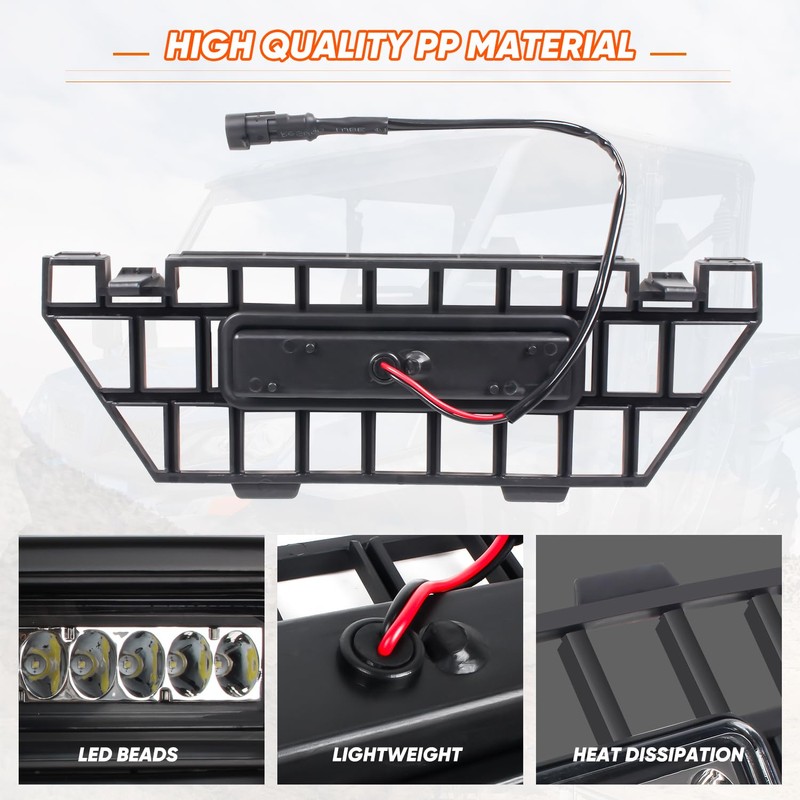 CPOWACE Front Mesh Grille with LED Light Bar Compatible with
