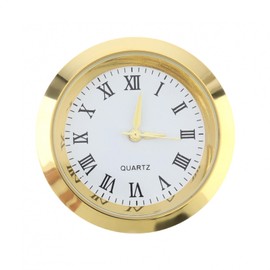 MovFlax 1-1/2 Inch (37 mm) Round mini Quartz Clock Insert Replacement Mini Quartz Movement Miniature Clock with Roman Numerals Fit 35 mm Diameter Hole Dial (1, 1-1/2 Inch (37 mm)-White)