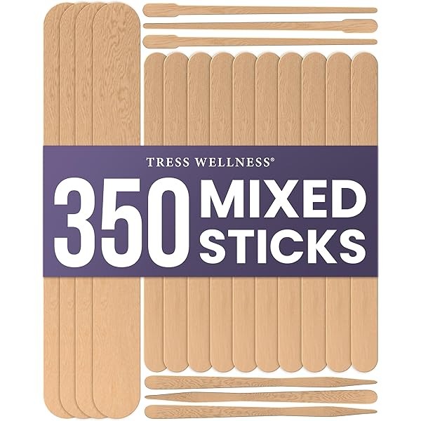 Tress Wellness 350 Wooden Sticks Mixed Pack, 350 Mixed Waxing
