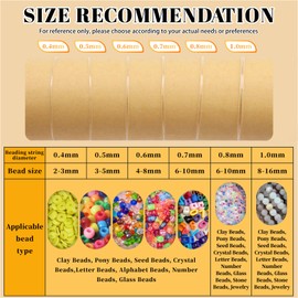 Zlulary 6 Rolls Bead String, 1mm Elastic String for Bracelets Making Beading Thread Elastic Cord Crystal Strings for Bracelets Jewelry Making Clay Seed Beads