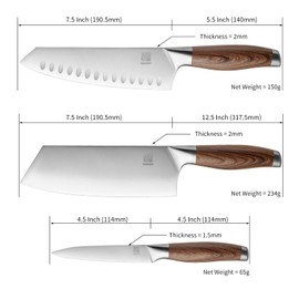 HAOCHUYI 3-Piece Professional Chef Knife Set - Ultra-Sharp Kitchen Knives with Ergonomic Steel Handle, Ideal for Home, Outdoor, Camping, BBQ, and Gifts for Men