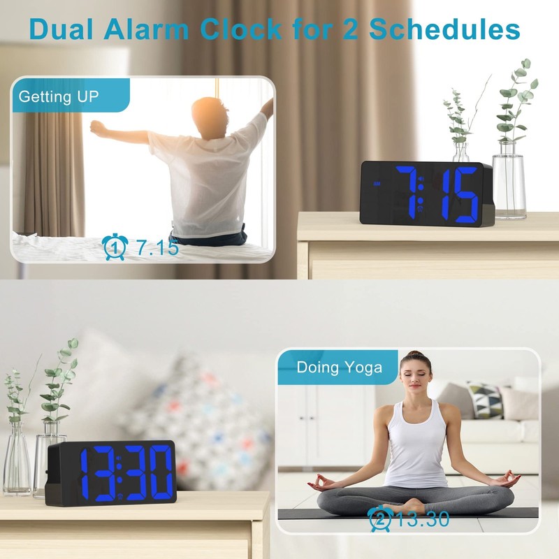 Pplee Alarm Clock for Bedroom 7 in Large Display Digital