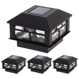 GreenLighting Modern Solar Post Cap Lights Fits 4x4 Wood, 4x4 & 5x5 PCV/Vinyl Outdoor Solar Powered Light, Fence Post, Landscaping, Deck, Garden- Bright LED, Waterproof Black 4 Pack