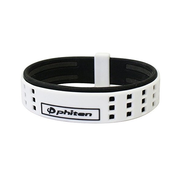 Phiten DUO Titanium Bracelet, White/Black, 7.5-Inch