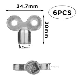 TOYMIS 6Pcs Radiator Valve Keys - Bleed Hole & Air Valve Key Set for Radiators & Faucets (Silver)