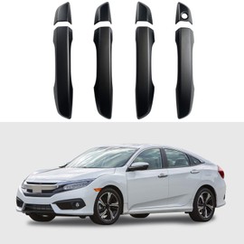 Door Handle Cover Trim Compatible With 10th Gen Honda Civic Sedan Hatchback Coupe Type R 2016 2017 2018 2019 2020 2021 Exterior Door Handles without smart Entry keyhole Matte Black Car Decoration