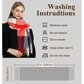 YSense Women's Long Plaid Blanket Scarf Chunky Oversized Winter Fall Warm Scarf Big Tartan Scarves Wrap Shawl Ladies Gifts