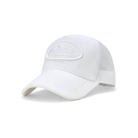 Von Dutch Velvet Trucker Hat - Retro Snapback Cap for Men and Women - Adjustable Fit Panel, Breathable Mesh Rear, Curved Bill, White