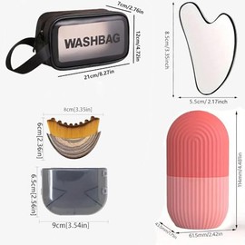 Kit de Belleza 4 en 1,Masaje linfático, gua sha,Compresas de hielo (Black)