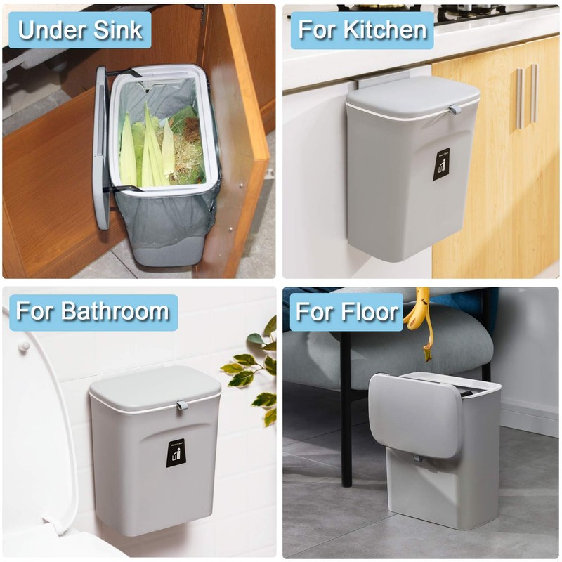 Tiyafuro 2.4 Gallon Kitchen Compost Bin for Counter Top or