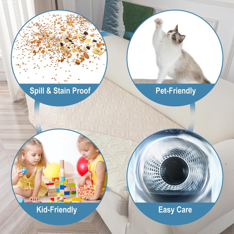 Genina 100% Waterproof Couch Cover for 4 Cushion for Dogs,