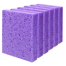 Cellulose Sponges, Large Size 4" x 6" x 1" - Heavy Duty Scrub Kitchen Sponge, Clean Tough Messes Without Scratching Kitchen Cleaning Pads, Pop Up Eco DIY (6 Pack), Purple