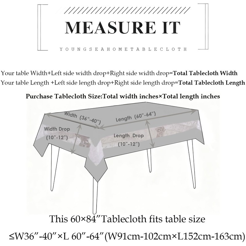 youngseahome Polyester Fabric Tablecloth with Exquisite Embroidery Sheer Border-Waterproof/Wrinkle Resistant-for
