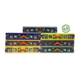 EARTH Satya Super Hit Incense Sticks Set of 7- Super Hit, Omkar, Purple Beauty, Yoga Ritual, Tobak, Sacred Sutra, Tuskann Leather 15 GMS (Green Certified), Hand Rolled Incense Sticks