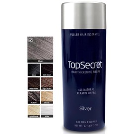 Top Secret Hair Thickening Building Fibers Refills - Undetectable & Natural Hair Filler - for Men & Women - Instantly Fill In Fine Thinning Hair - Weather & Sweat Resistant (Silver, Large)