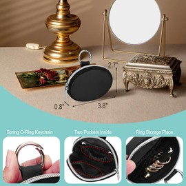 Beautyflier Travel Jewelry Organizer Case, Traveling Necklace Holder Storage Bag, Small Jewelry Case with Keychain, Portable Traveling Jewelry Bag for Rings, Necklaces, Earrings (Black)
