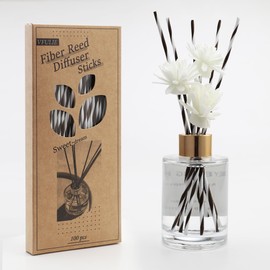 VFULIE Premium Fiber Reed Diffuser Sticks - 100pcs Bulk Pack, 3mm x 20cm High Absorption Refill Sticks for Essential Oil Diffusers, Eco-Friendly and Long-Lasting (Brown & White)