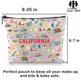 California Flag Cosmetic Bag Gift California Travel California Avocados, California
