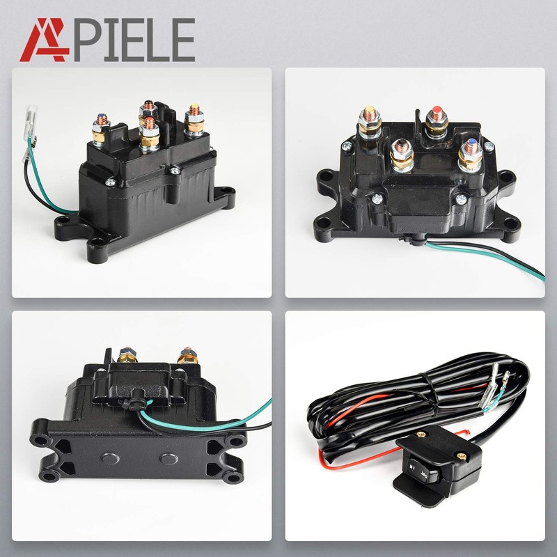APIELE 12V 250A Winch Solenoid Relay Kit & Winch Rocker
