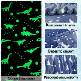 IUNTWEIE Cuddly Blanket Dino 130 x 150 cm, Dinosaur Blanket Luminous Flannel Blanket Sofa Blanket Winter Christmas Gift for Child (C, 130 x 150 cm)