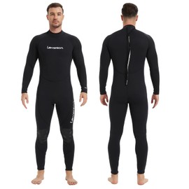Lemorecn Mens Wetsuits Jumpsuit Neoprene 3/2mm Full Body Diving Suit (3031black-3XL)
