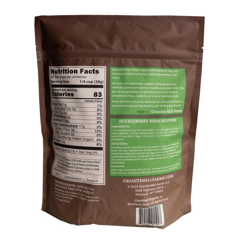 Granite Mill Farms Sprouted Organic Red Fife Wheat Flour, 30