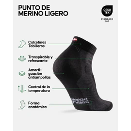 DANISH ENDURANCE Calcetines de senderismo de lana merino de corte bajo para mujeres y hombres, paquete de 3, senderismo, al aire libre, ligeros, acolchados, Negro, 8-10