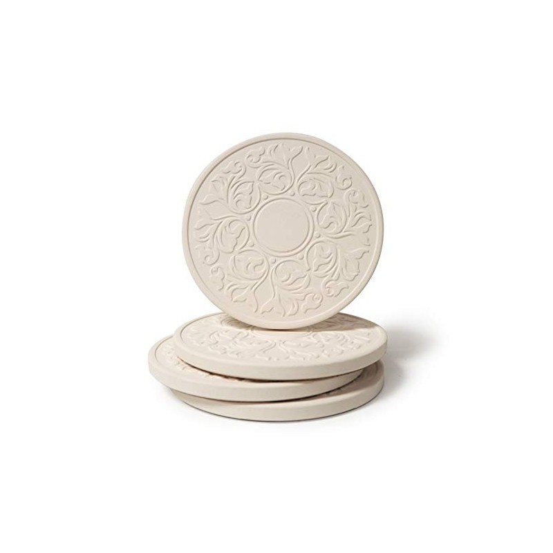 CoasterStone Absorbent Stone Coasters, “Victorian Lace Set of 4