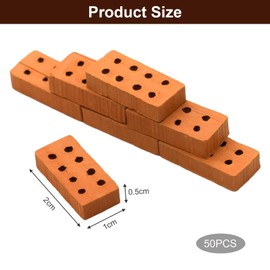 Mini Simulation Ziegel, Mini Rote Scale Ziegel Bauset, 8 Loche Ziegelrot, Miniatur Ziegelsteine, Winzige Ziegelsteine Modell Ziegelbau, für DIY Bauen Puppenhaus Fairy Garten Dekoration, 50 Stück