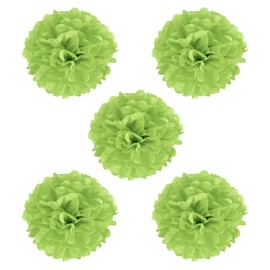 PATIKIL 8" Tissue Pom Poms Flowers, 5 Pack Paper Flower Ball for Wedding Bridal Shower Birthday Bachelorette Party Backdrop Decoration, Lime Green