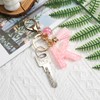 Key Chain with Letter, Initials Keyring with Heart Pendant, Pink