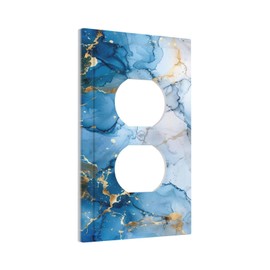 Abstract Blue Marble Watercolor Duplex Outlet Covers Light Switch Cover Decorative Wall Plate Electrical Faceplate Granite Luxury Texture Print Switch Plate Cover for Bathroom