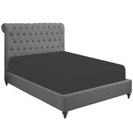 Pamposh Double Fitted Sheet Extra Deep Pocket 40 cm (16 inches) Durable Elastic Bed Sheets - Premium Brushed Microfibre Fitted Bed Sheets Double Charcoal - Ultrasoft Hypoallergenic Fade Resistant