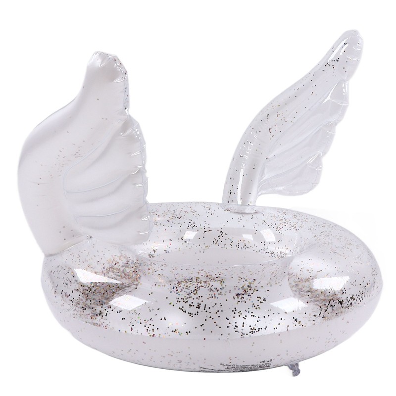 Inflatable Swimming Ring Sequin Swim Angel Wing Shiny Floating Tube