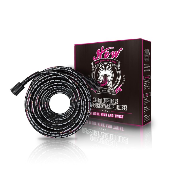 H.O.W DETAILING 1/4" x 75 ft Pressure Washer Hose, M22