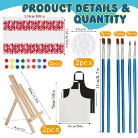 Yeaqee 13 Pcs Valentines Sip and Paint Kit for Couples Date Night Painting Kit Supplies Canvas Art Painting Set Pre Drawn Blank Stretch Canvas for Couple Adults Party(Bird and Tree,10 x 8 Inch)