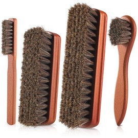 YEHFHSU 4 Pcs Shoe Brush, Boot Brush, Horse Hair Brush for Leather, Shoe Polish Brush, Professional Leather Shoe Care Brushes, Horsehair Shoe Shine Brush Cleaning Brush Care Clean Dauber Applicators