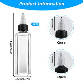 Pack of 4 Squeeze Bottles, 100 ml, Squeeze Bottles, Oil Dispenser Bottles, Oil Bottles, Multi-Purpose Small Clear Squeeze Plastic Bottles, Sauce Bottles with Screw Lid for Liquid Spices, Sauce, Oil,