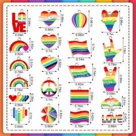SAVITA 42pcs Rainbow Jewelry Charms, Pride Charms Rainbow Charms for Crafts Rainbow Charms for Earrings Pride Charms for Bracelets Charms for Jewelry Making for Women Men Girls