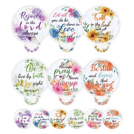 JarThenaAMCS 48Pcs Christian Church Folding Fans Fall Flower Inspirational Bible Verse Collapsible Handheld Fans with Plastic Handles Storage Bags for Church Women Party Favor