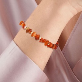 FSSODWT Bracelet for Women Natural Stone Green Energy Healing Crystal Chakra Bead Charms Bracelet Resizable Hand Braid Rope Thread Protection Bracelet for Men Gemstone Jewelry Gifts (Red Agate)