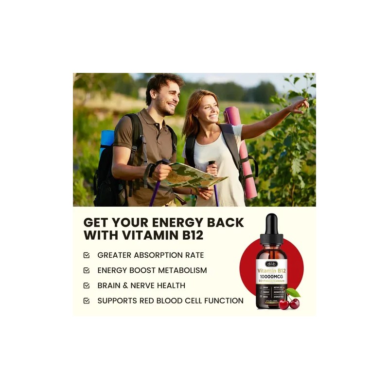 Dilib Complejo Vitamina B12 10000 Mcg Gotas Líquidas Cereza