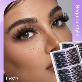 WAJJYM DIY Lash Clusters Kit Lash Extension Kit Natural Volume Lash Extensions Wispy Eyelash Clusters Faux Mink Fiber Lashes Individual Lashes Kit 252PCS 9-16mm D Curl 2#(Oblique flying style)