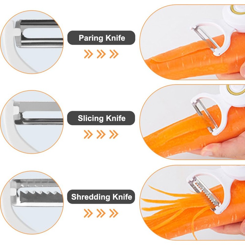 Electric Peeler, 3-in-1 Automatic Fruit Peeler, Electric Kitchen Peeler for