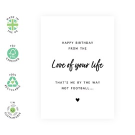 Central 23 Boyfriend Birthday Card Funny - Football Birthday Card For Husband - 'Love of Your Life' - Partner Birthday Card For Him - Comes With Fun Stickers