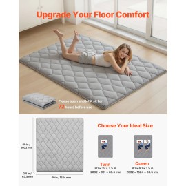 Queen Size Japanese Tatami Mattress 9-Layer Foldable Futon with Fastener Storage Bag Japanese Style 9-Layer Floor MattressDefault: Default