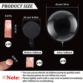 30 Pieces 24 Inch Jumbo Bubble Confetti Balloons Including 10 Bobo Balloons with 10 Bags Confetti and 10 Shiny Tassels for Wedding Birthday Party Anniversary Christmas Decorations (Rose Gold)